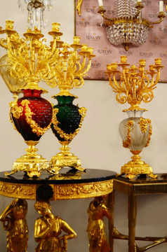 LUXURY FOUNDRY REGGIA 139 - Brass and glass candlestick by Il Bronzetto - view 3